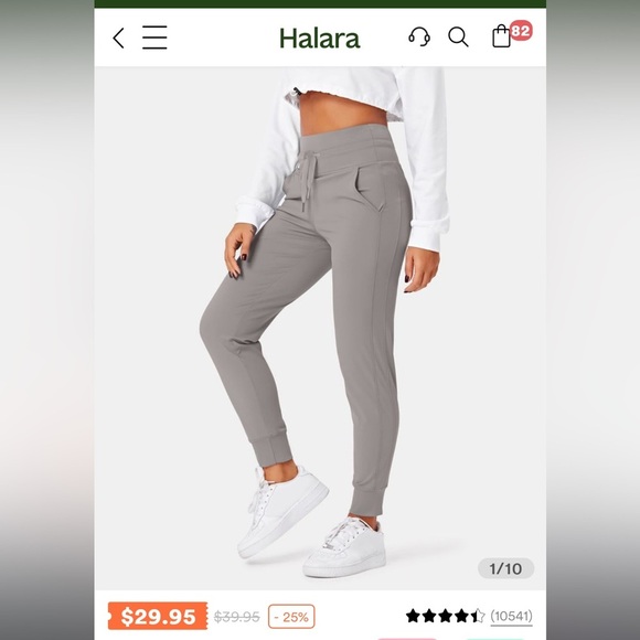 Halara Grey PETITE High Waisted Drawstring Cool Touch Joggers-UPF50+!! NEW!!🩶🩶 - Picture 11 of 16